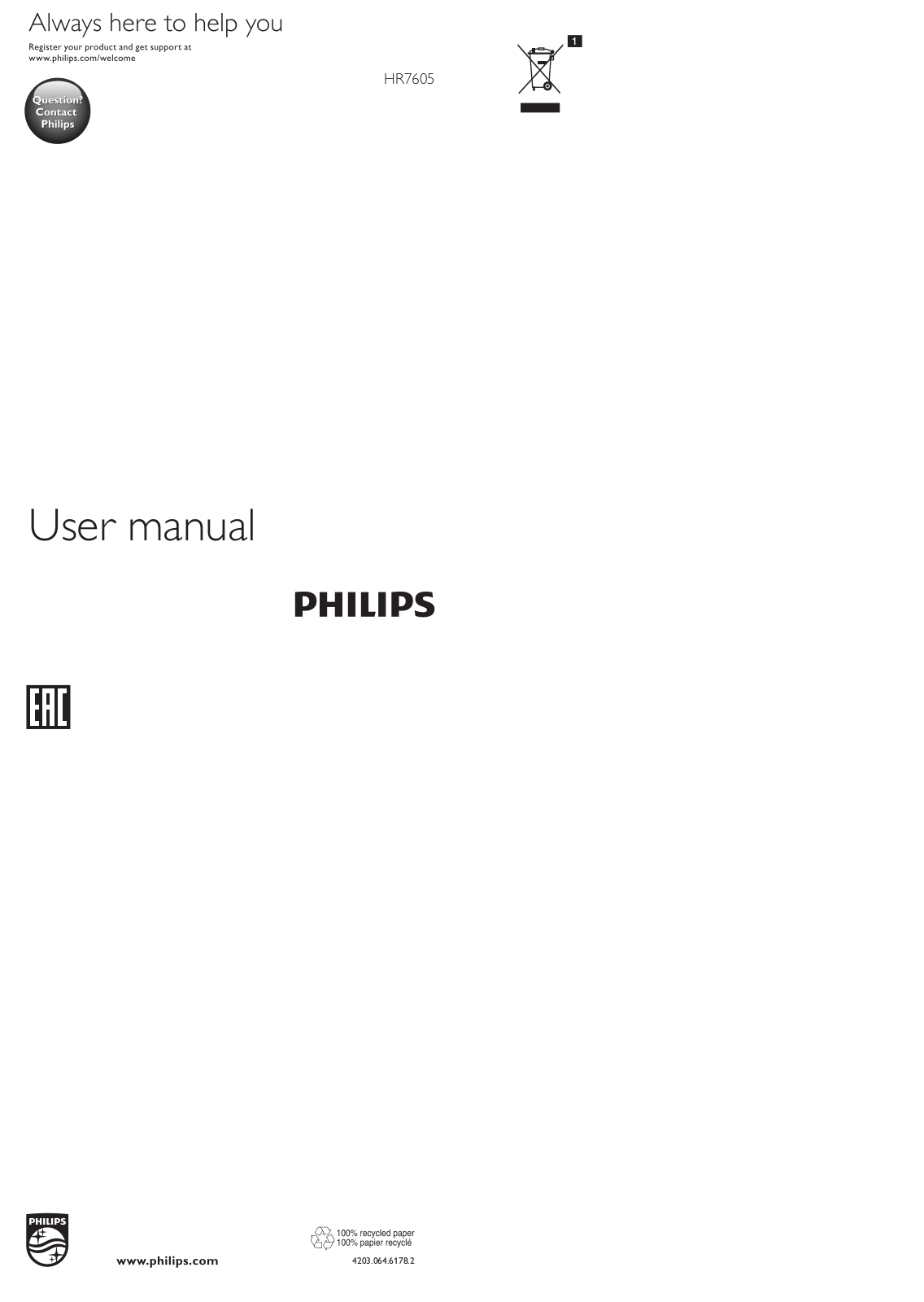 Philips HR7605 User Manual