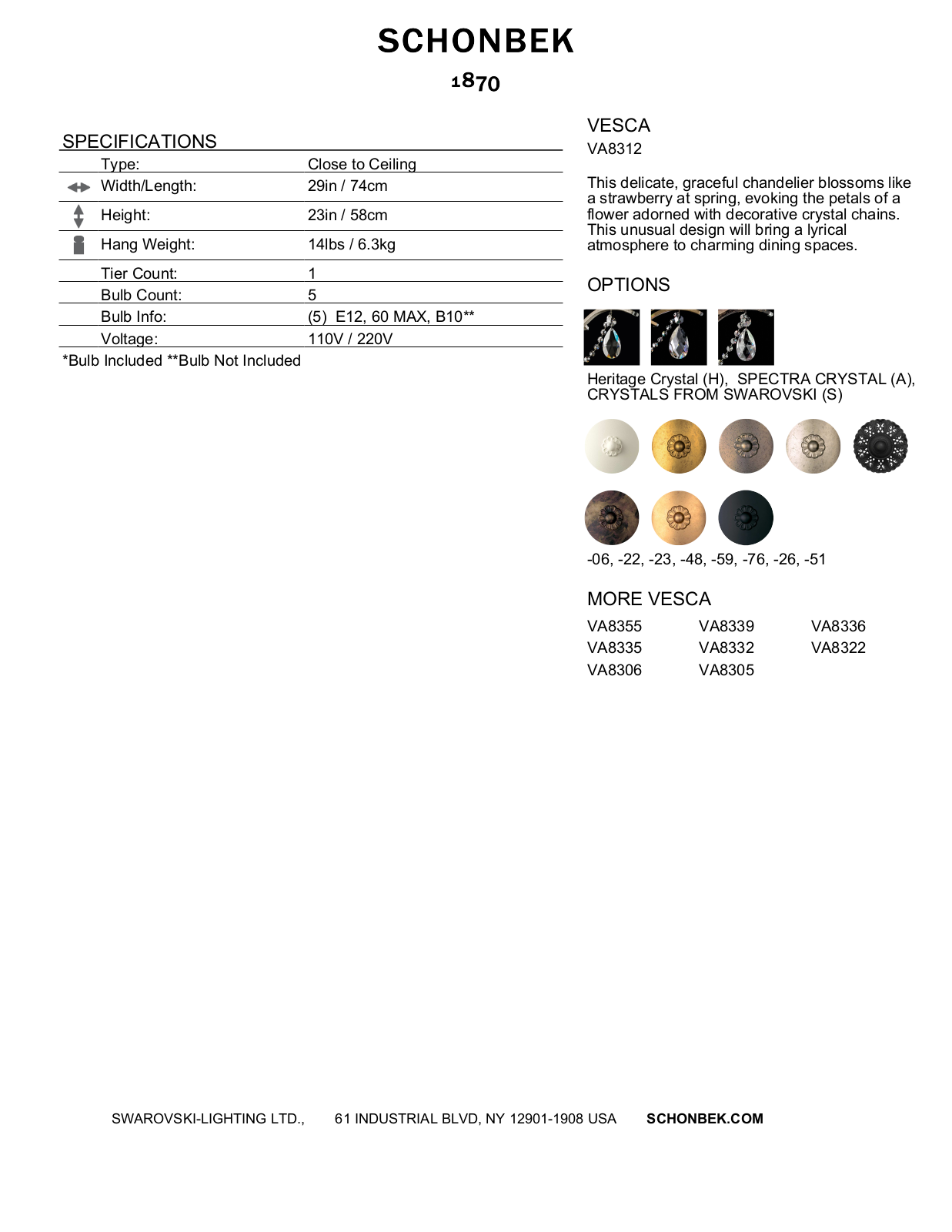 Schonbek SOC4200 Specifications - ManualMachine.com
