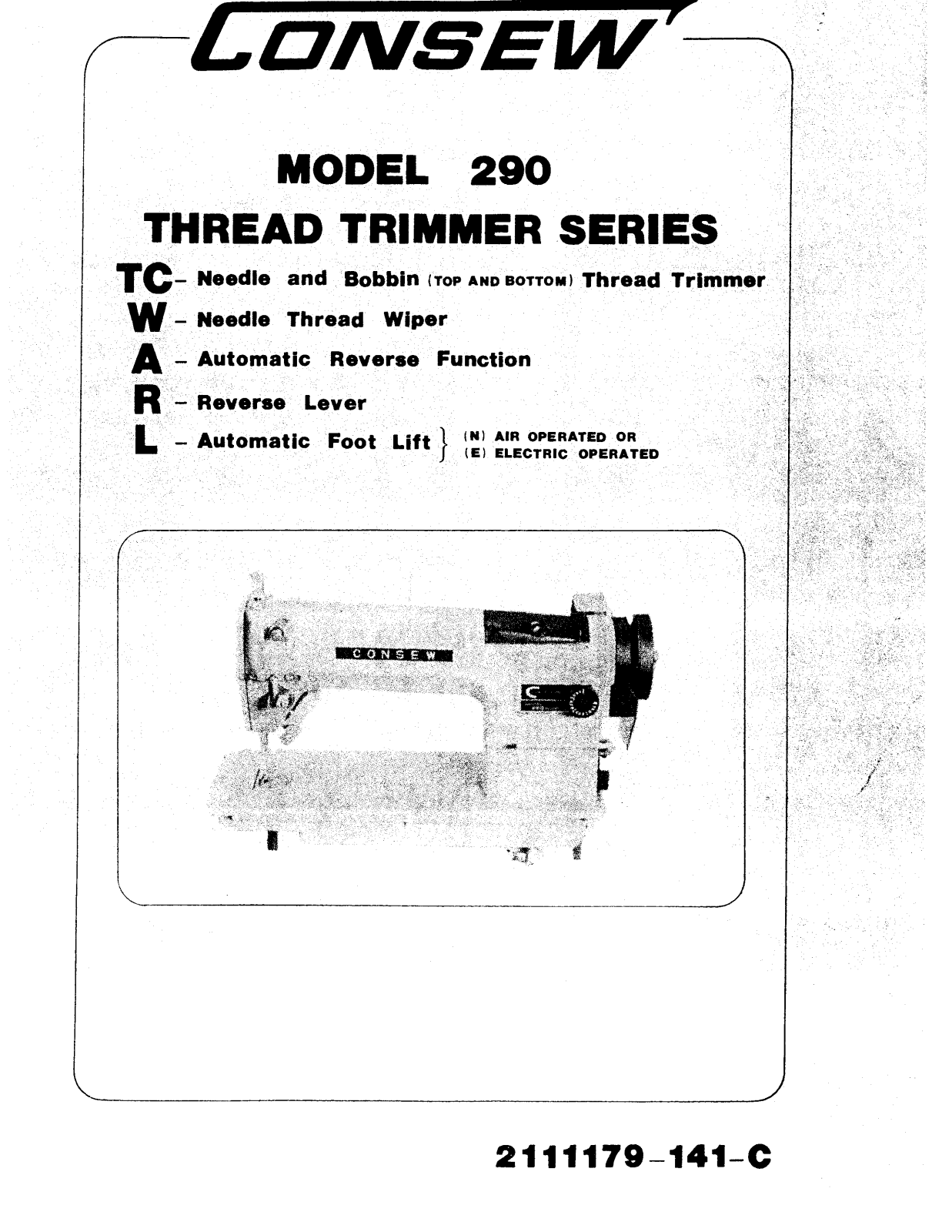 CONSEW 290 Parts List