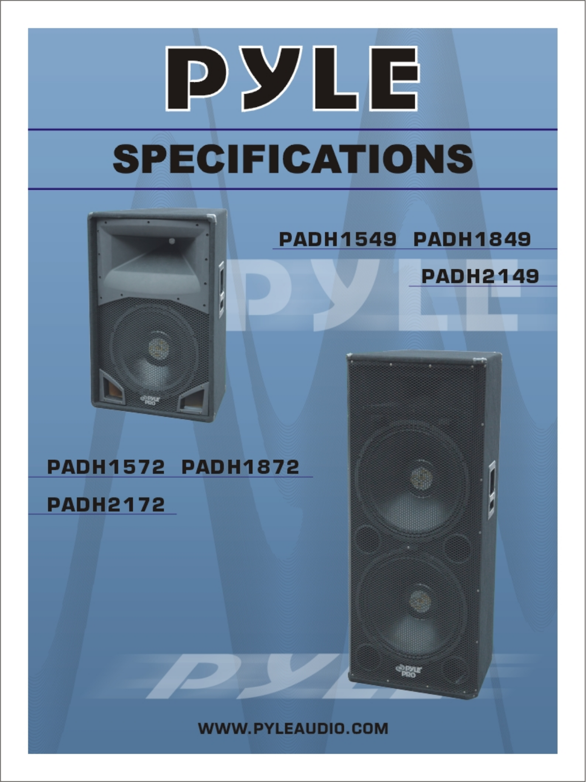 PYLE Audio PADH1549, PADH1572, PADH2172, PADH2149, PADH1849 User Manual