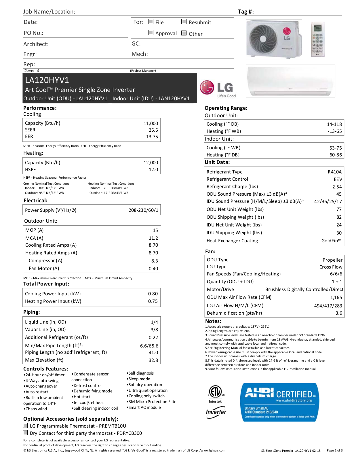 LG LA120HYV1 User Manual