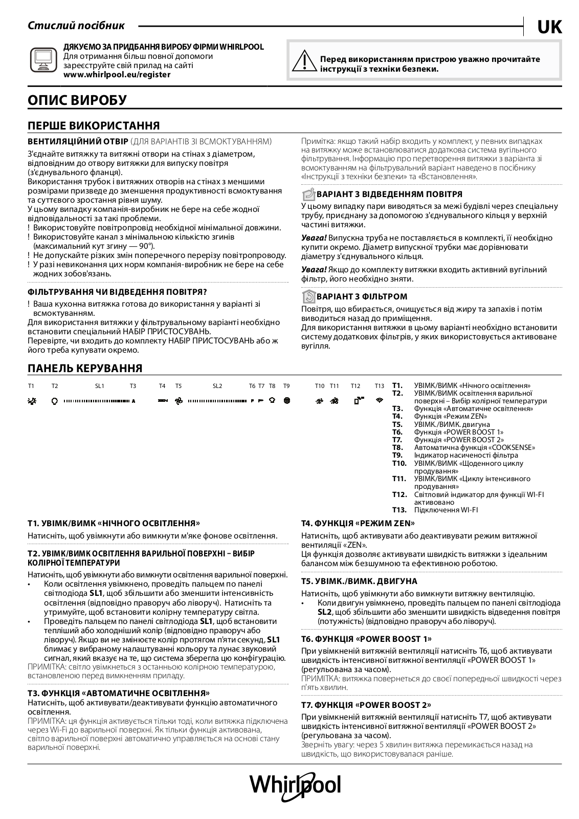 WHIRLPOOL WHVS 90F LT C K Daily Reference Guide