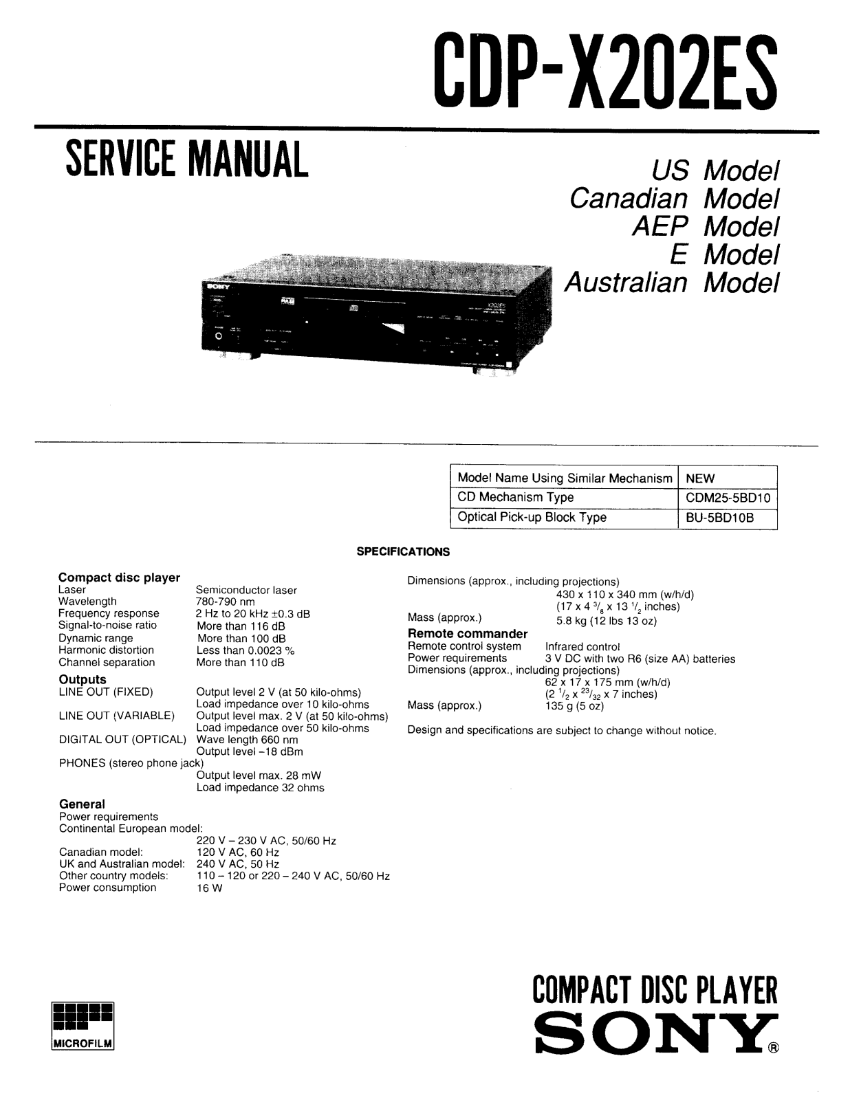 Sony CDP-X202ES Schematic