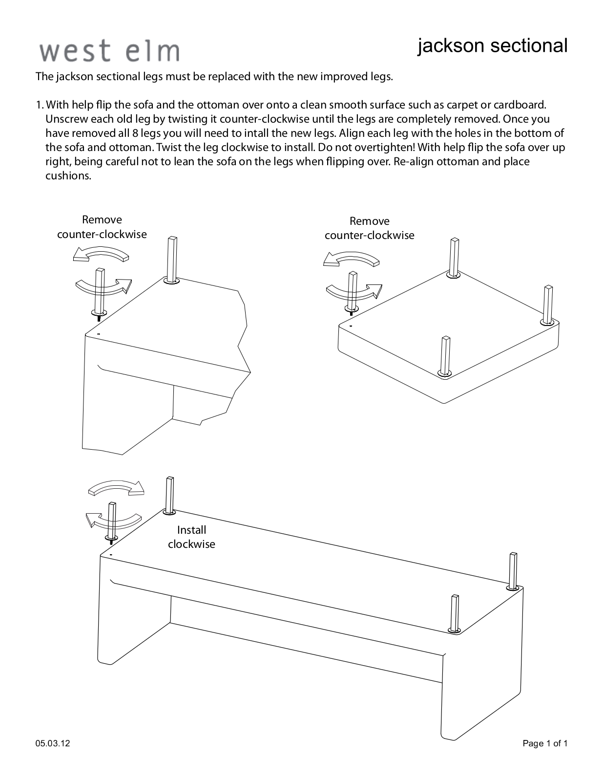 West Elm Jackson Sectional Assembly Instruction