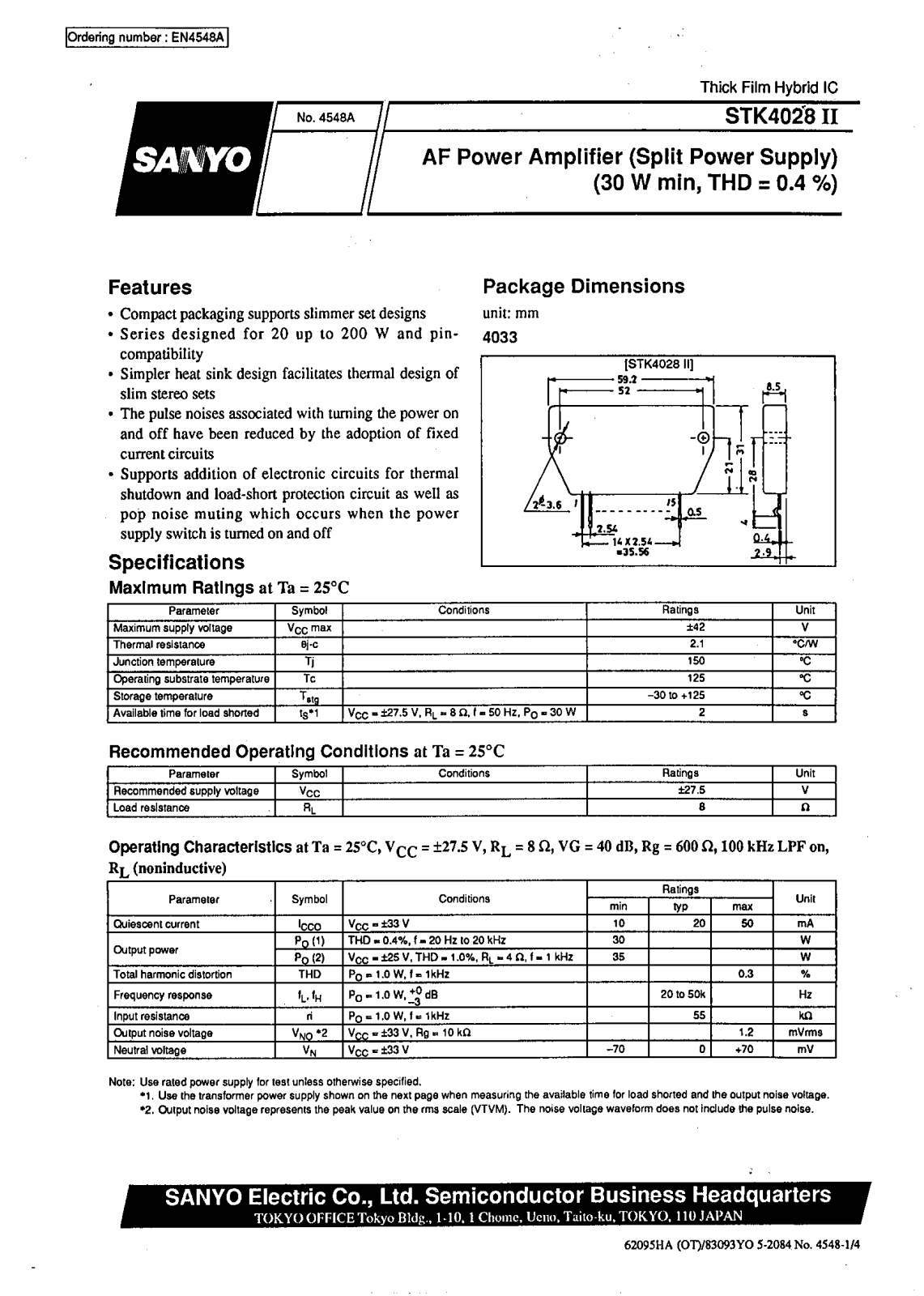 SANYO STK4028II Datasheet