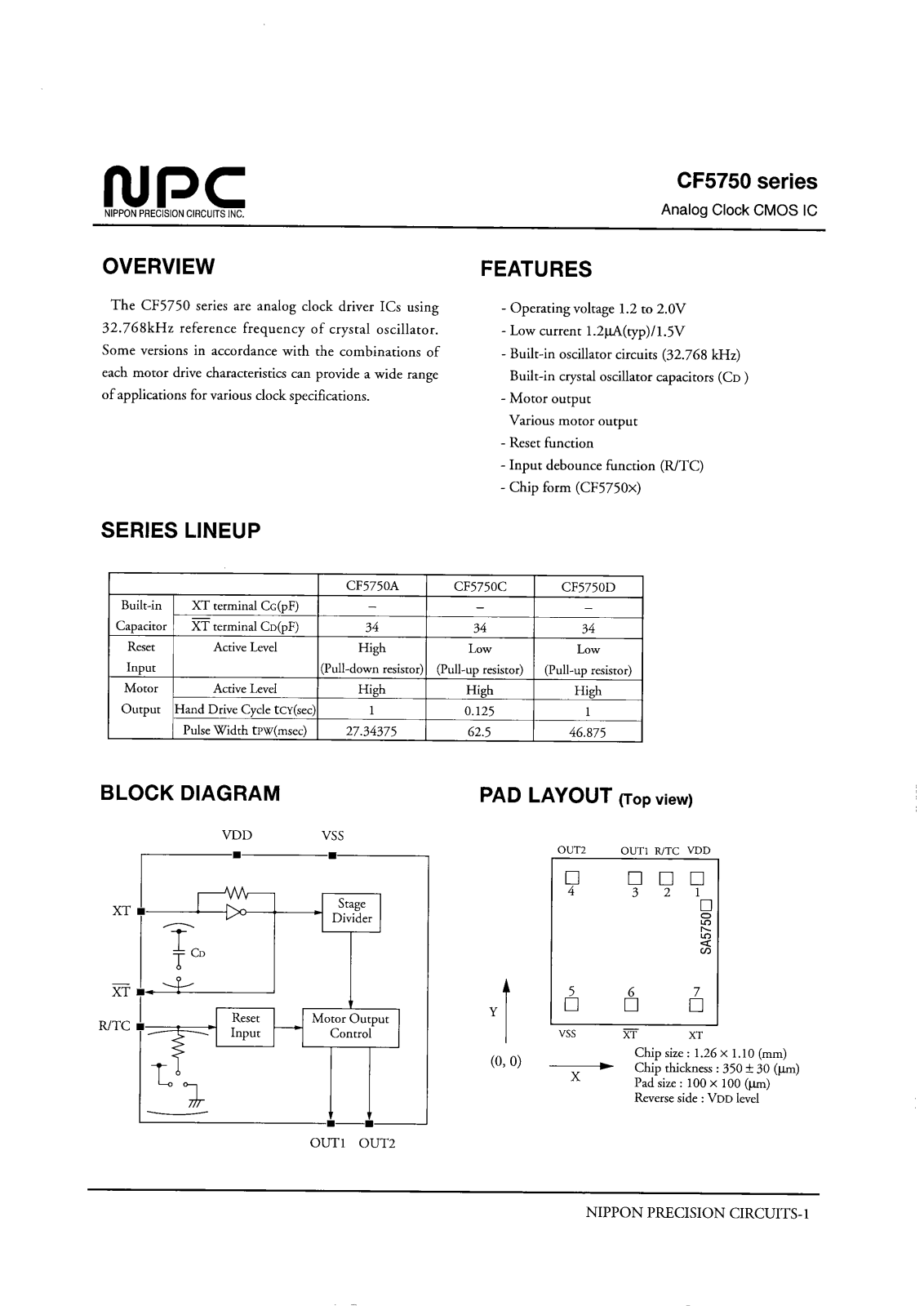 NPC CF5750D, CF5750A Datasheet