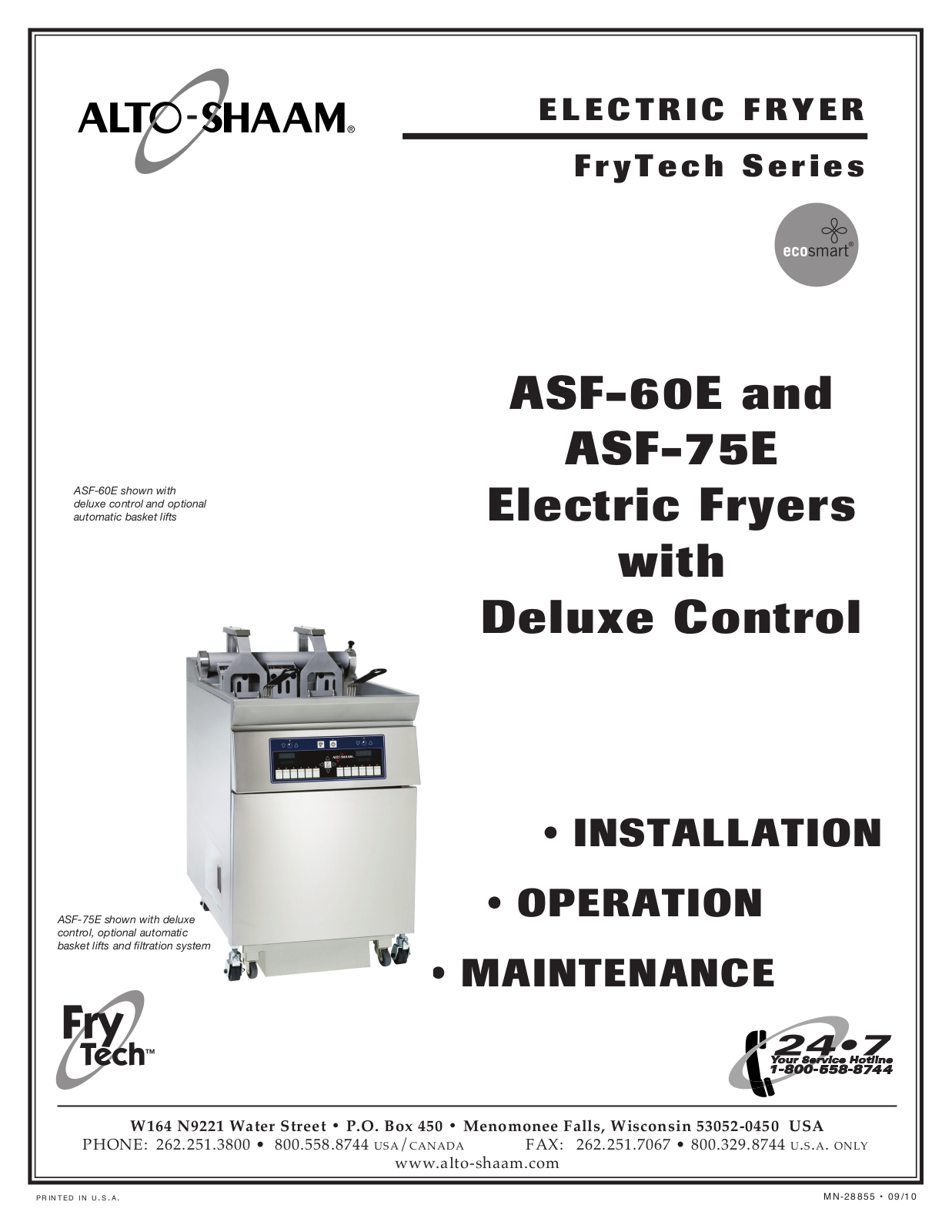 Alto-Shaam ASF-75E, ASF-60E User Manual