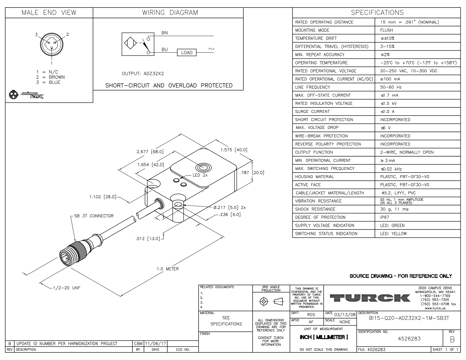 Turck BI15-Q20-ADZ32X2-1-SB3T Data Sheet