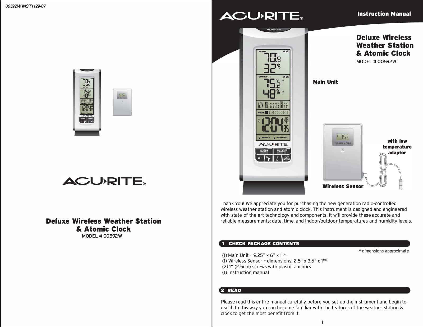 Acurite OO592W Instruction Manual