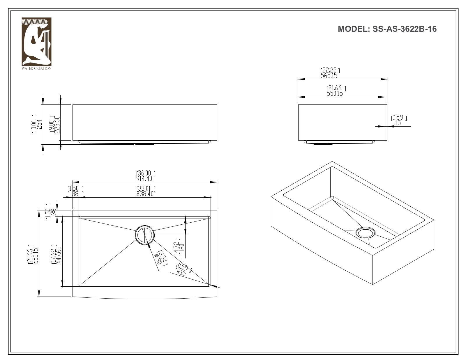 Water Creation SSSGAS3622B16, SSSAS3622B16, SSAS3622B16, SSSGAS3622B, SSSAS3622B User Manual