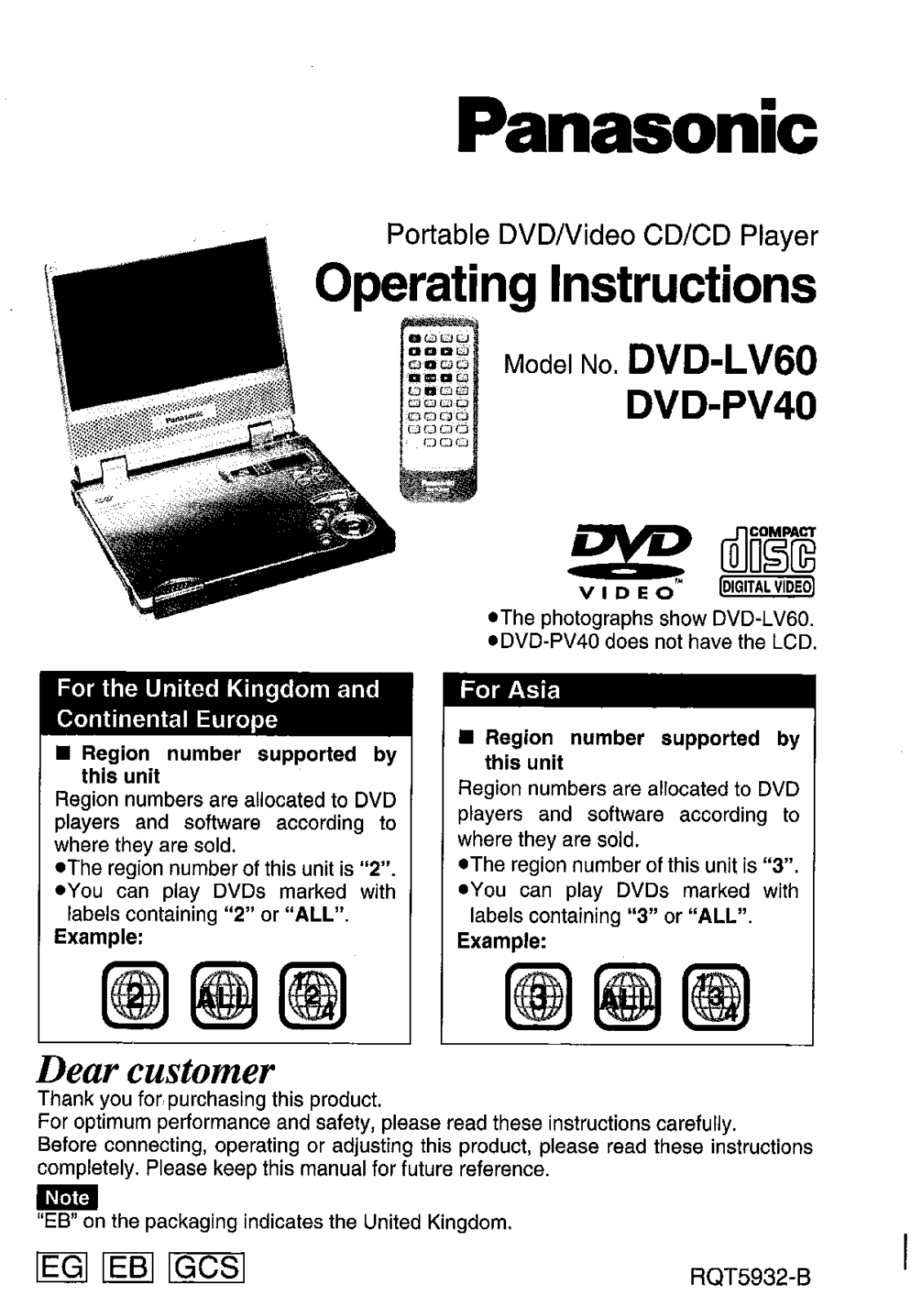 Panasonic DVD-PV40 User Manual