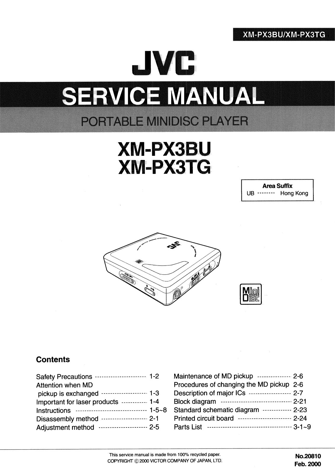 Jvc XM-PX3-BU, XM-PX3-TG Service Manual