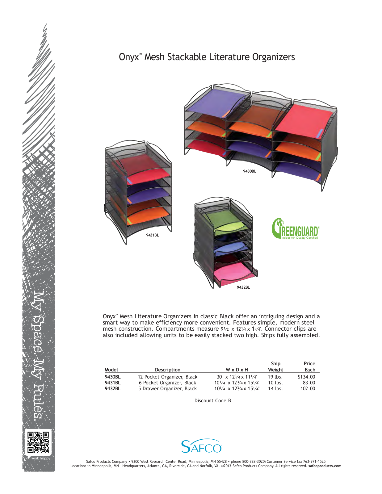 Safco 9432BL User Manual