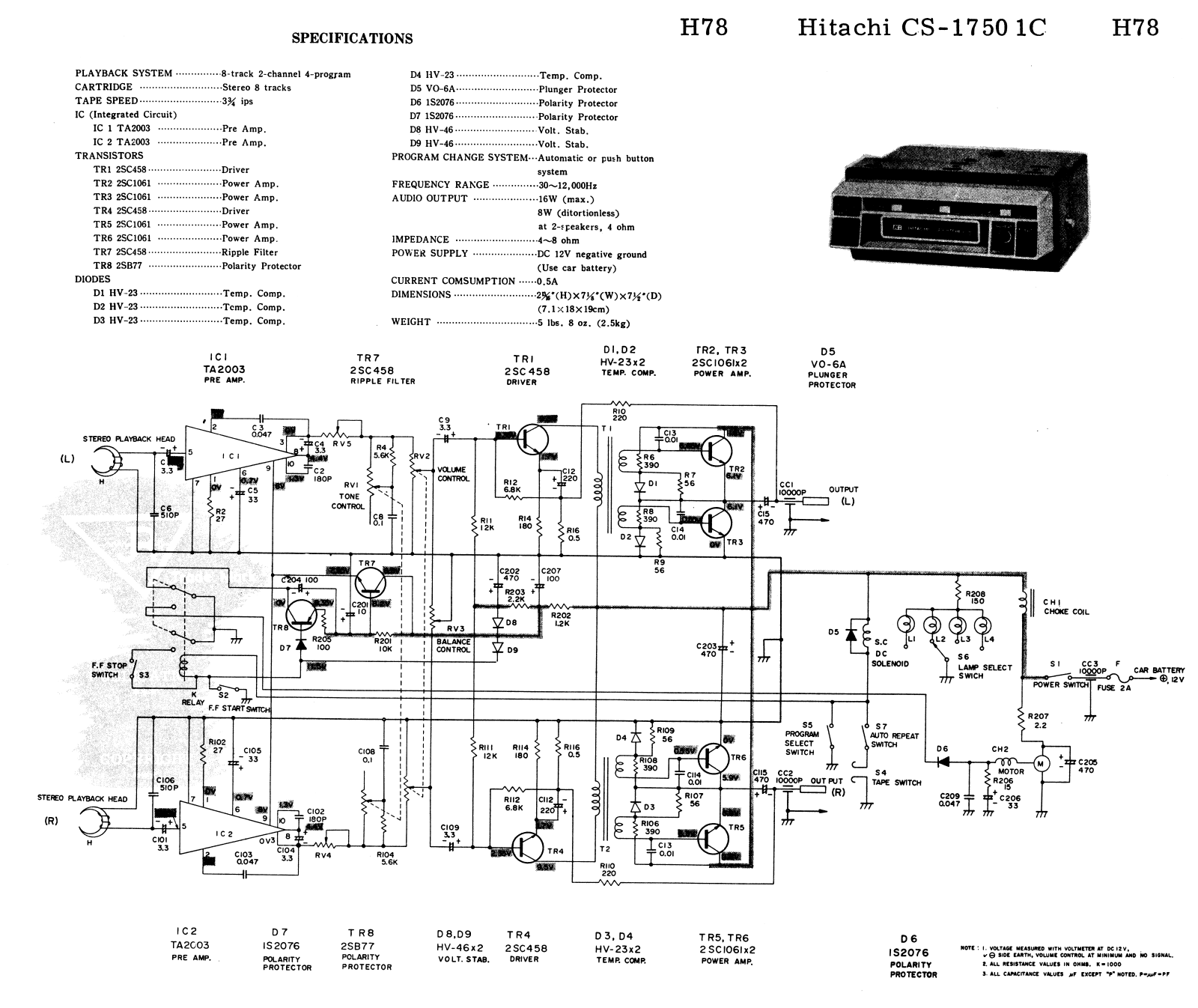Hitachi CS-1750 Cirquit Diagram