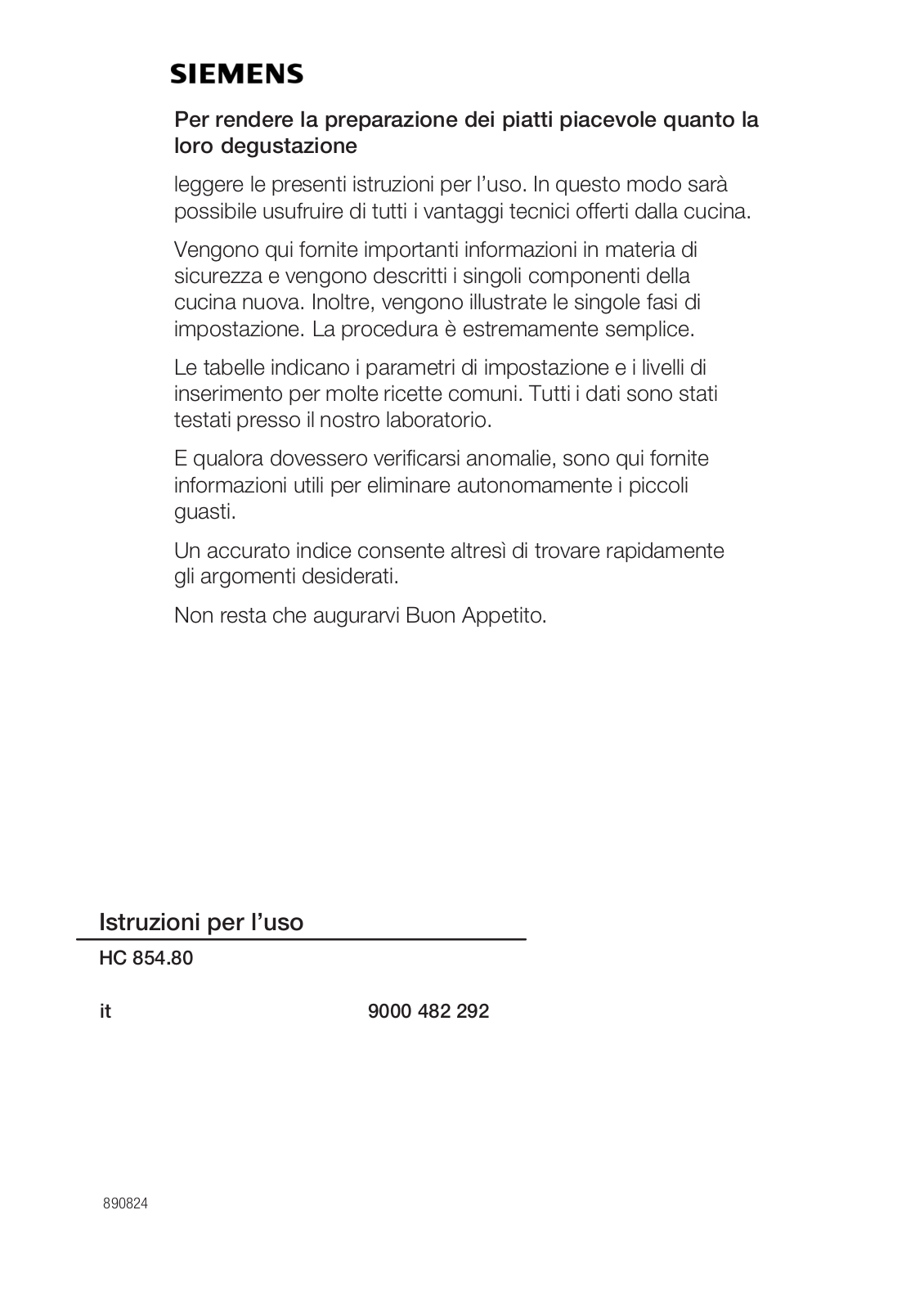 Siemens HC854580, HC854280 User Manual