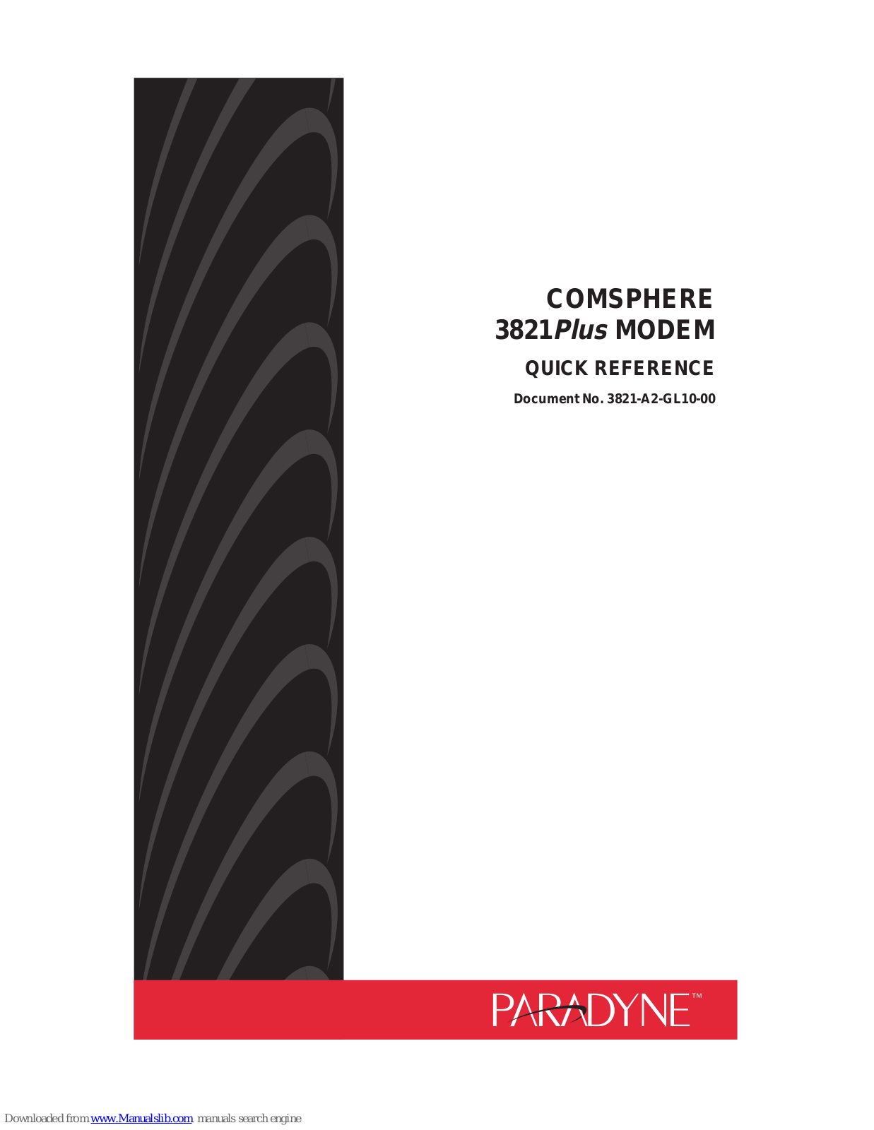 Paradyne 3821Plus, COMSPHERE3821Plus Quick Reference Manual