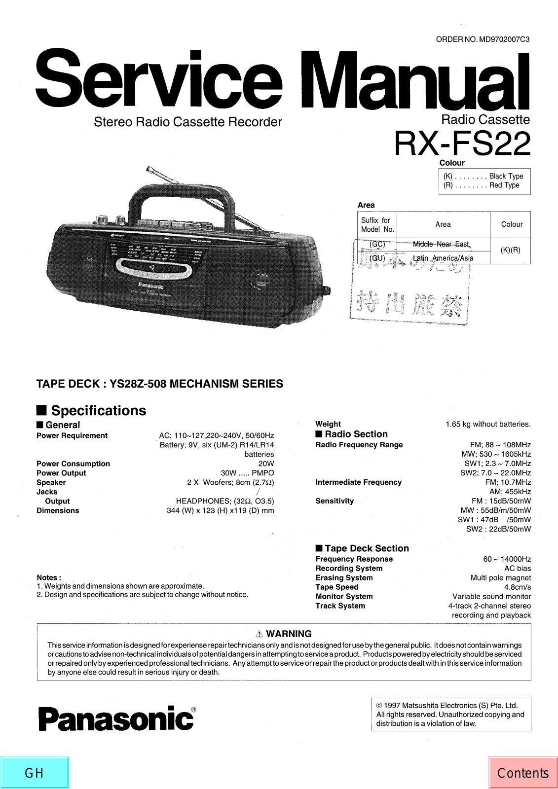 JVC RX FS22 GC, RX FS22 GU Service Manual