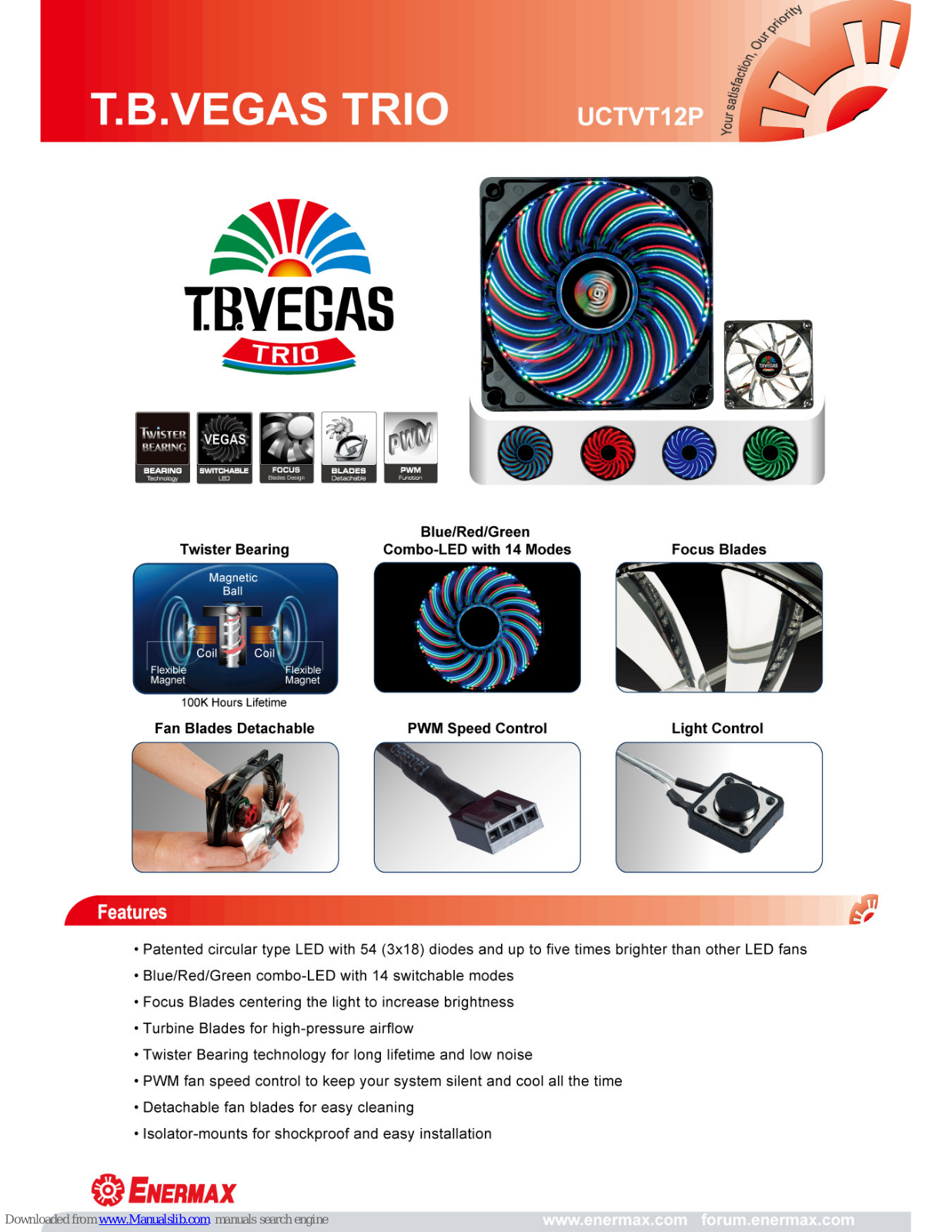 ENERMAX T.B.VEGAS TRIO, UCTVT12P - DATASHEET 2, T.B.VEGAS TRIO UCTVT12P Datasheet - ManualMachine.com