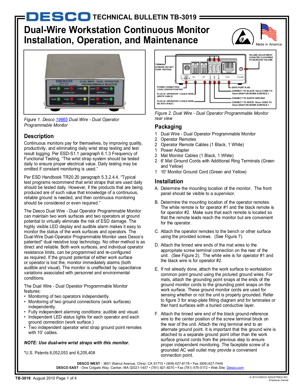 Desco 19665 Installation  Manual