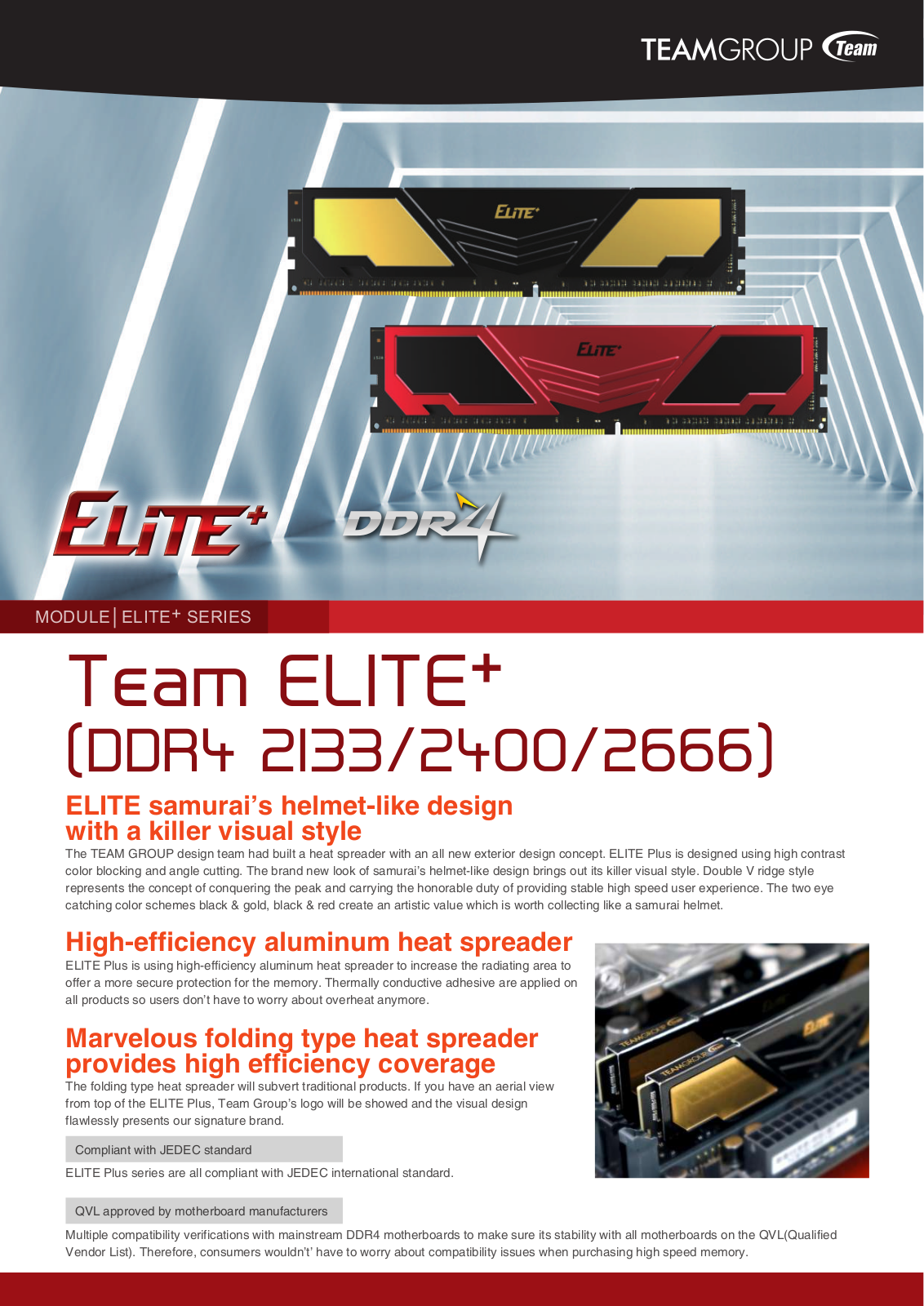 TeamGroup ELITE+ DDR4 2133, ELITE+ DDR4 2400, ELITE+ DDR4 2666 User Manual