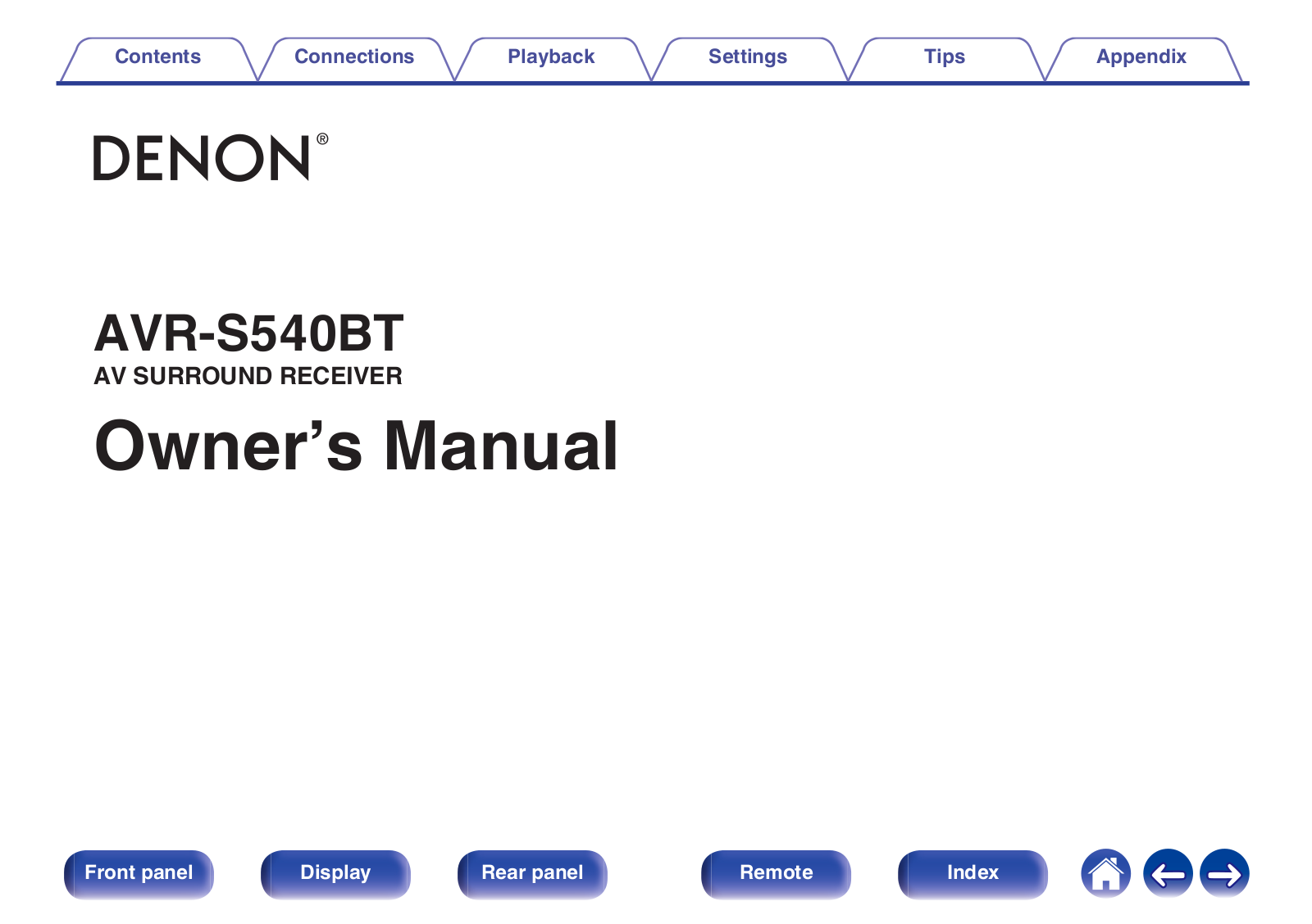 Denon AVR-S540BT Owner's Manual