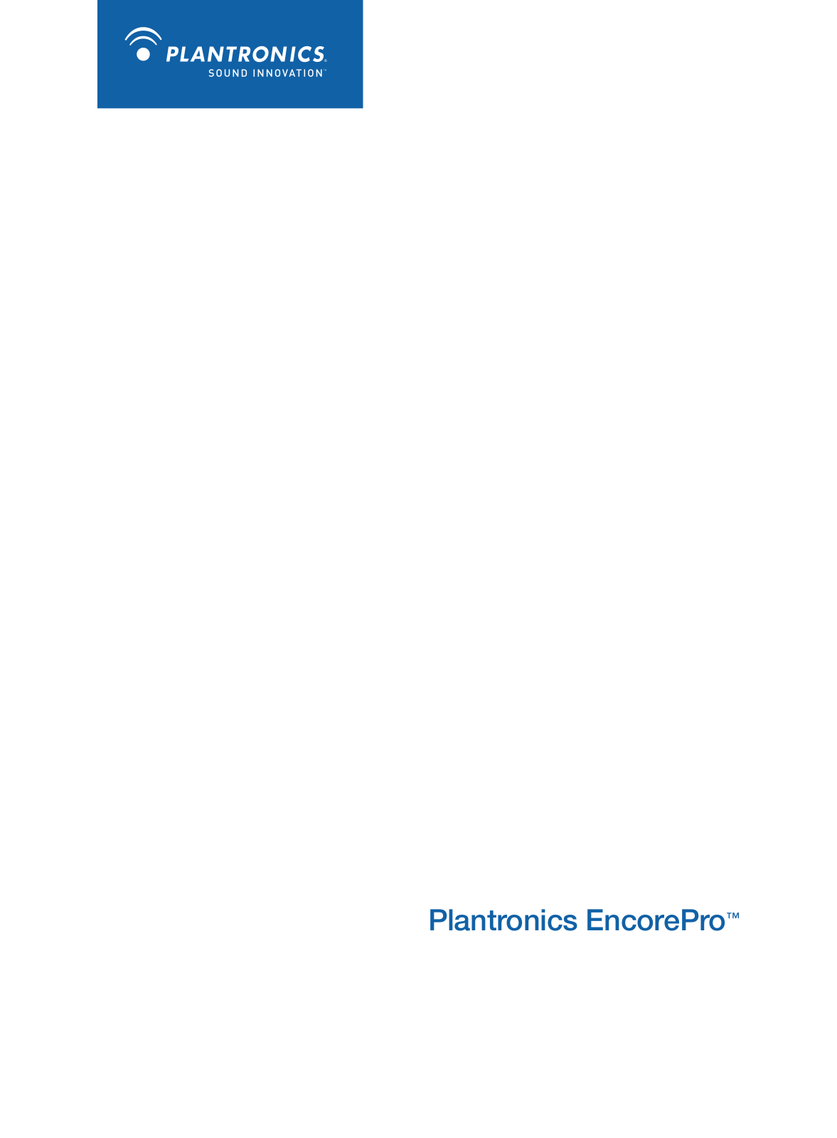 Plantronics EncorePro User Manual