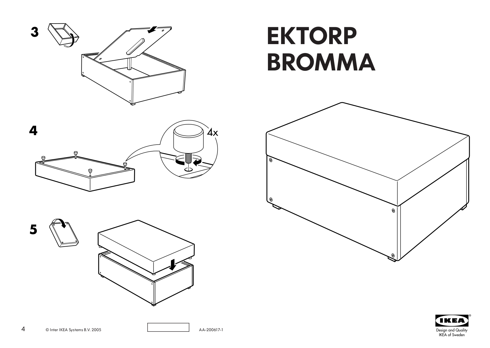 IKEA EKTORP BROMMA FOOTSTOOL FRAME Assembly Instruction