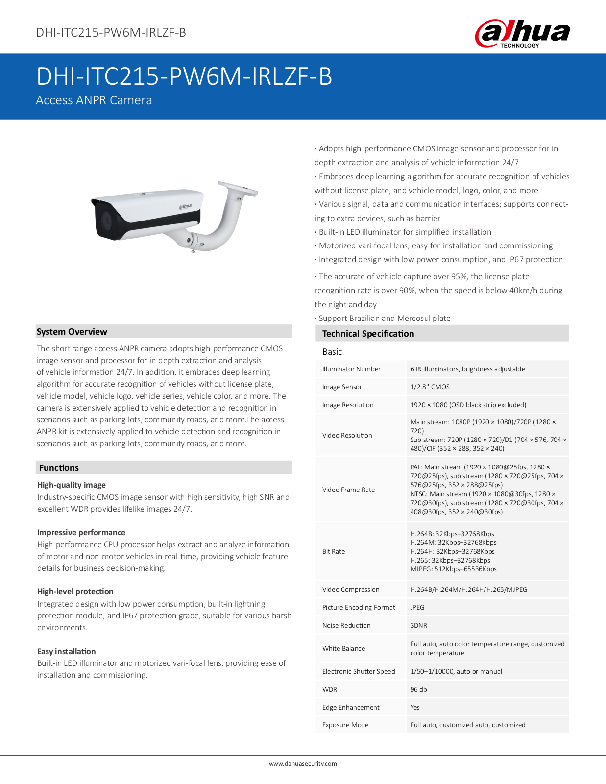 Dahua DHI-ITC215-PW6M-IRLZF-B User Manual