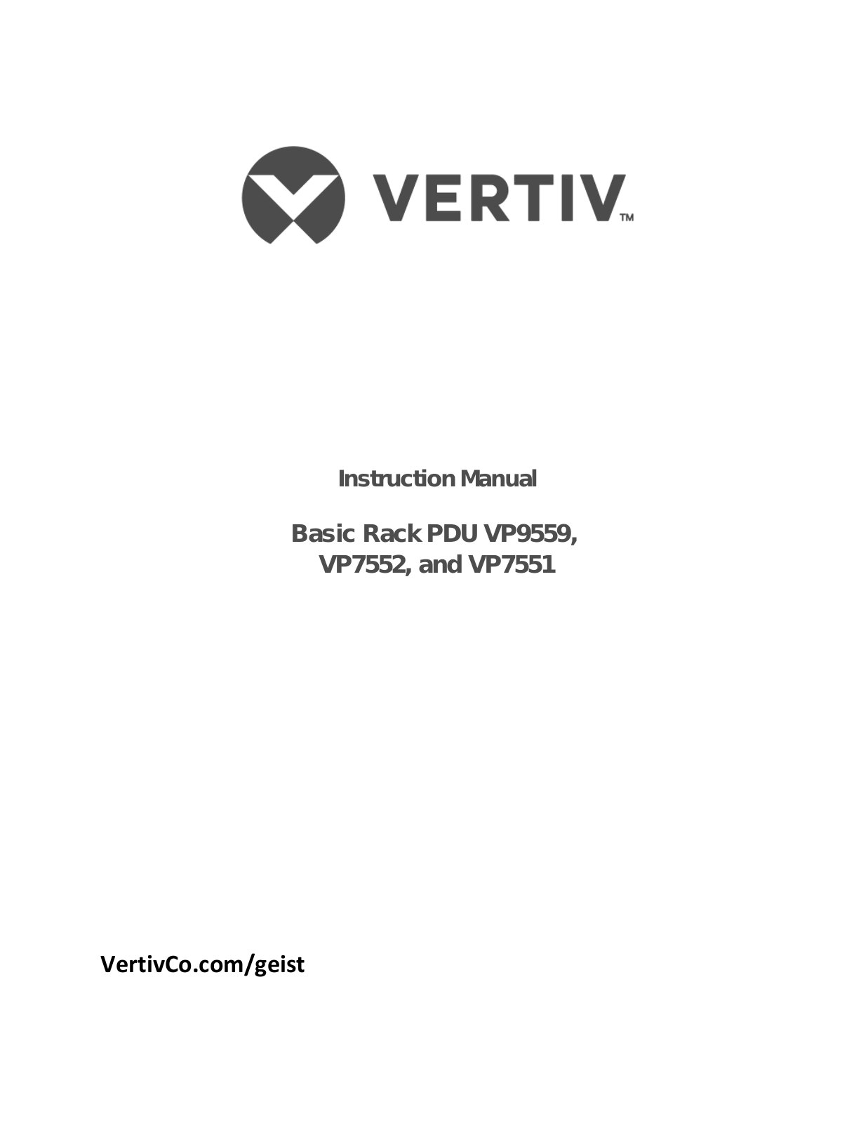 Vertiv VP9559, VP7551, VP7552 User Manual