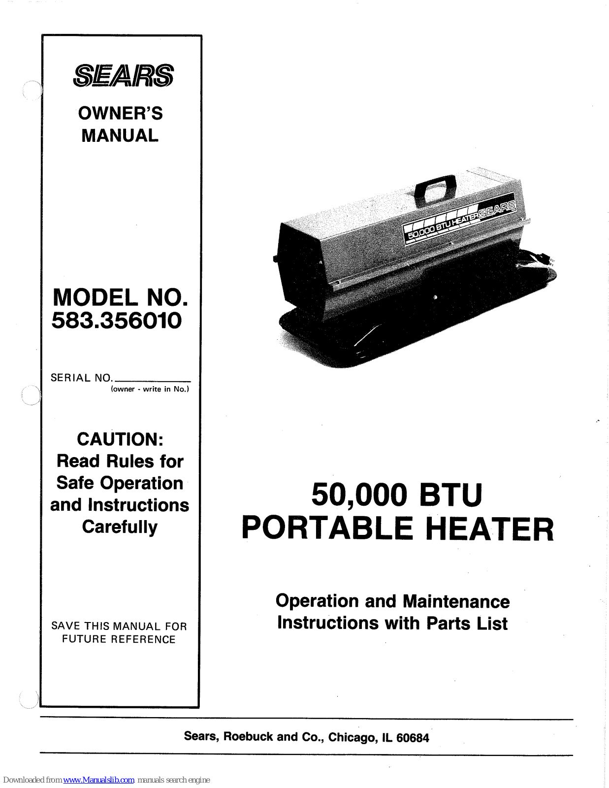 Sears 583.35601,583.356010 Owner's Manual