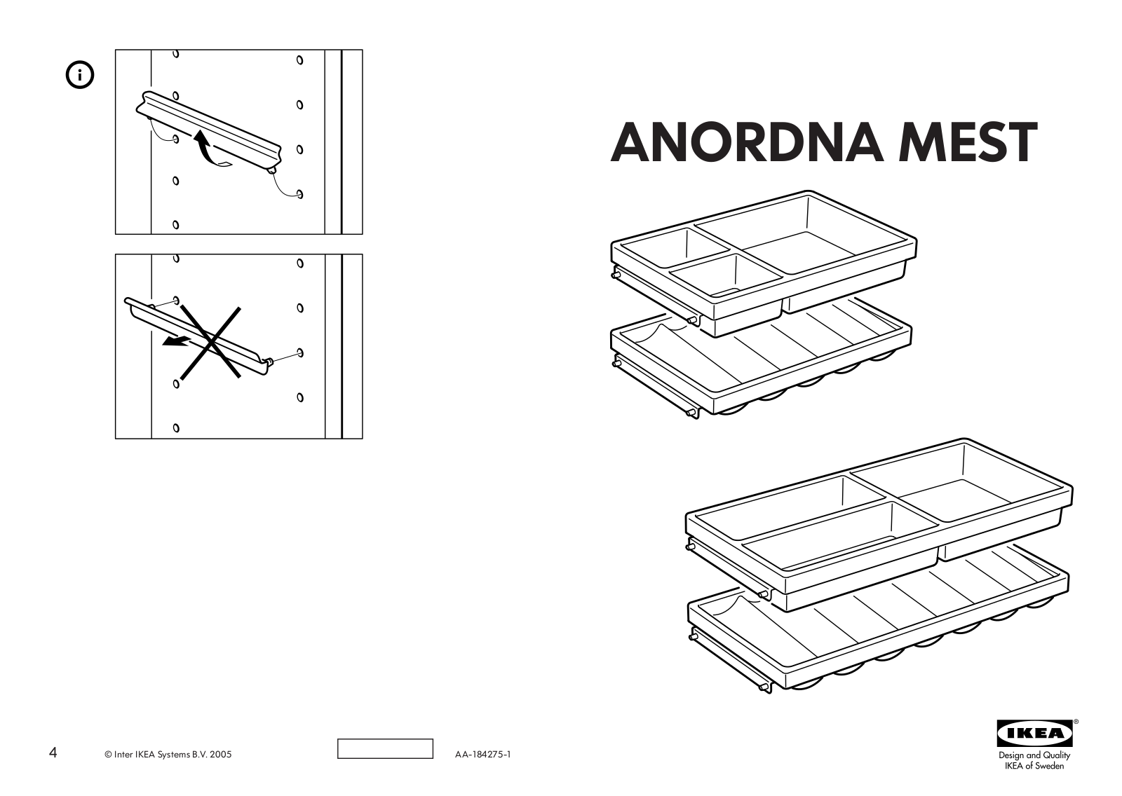 IKEA ANORDNA MEST STORAGE UNIT S2 12X8 Assembly Instruction