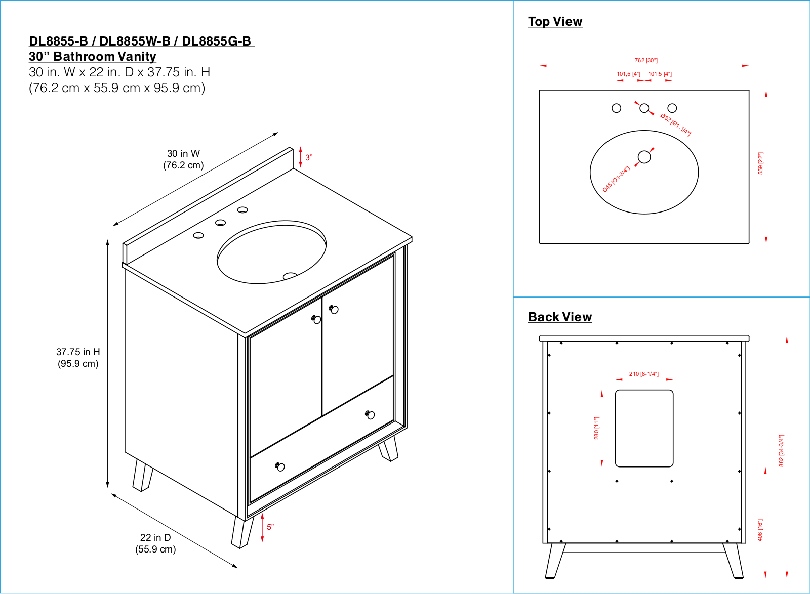 Dorel Living DRIA1827 Dimensions - ManualMachine.com