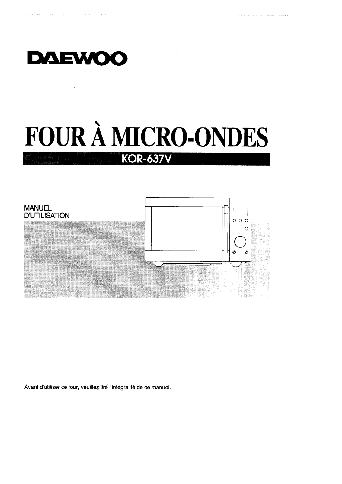 DAEWOO KOR637V User Manual