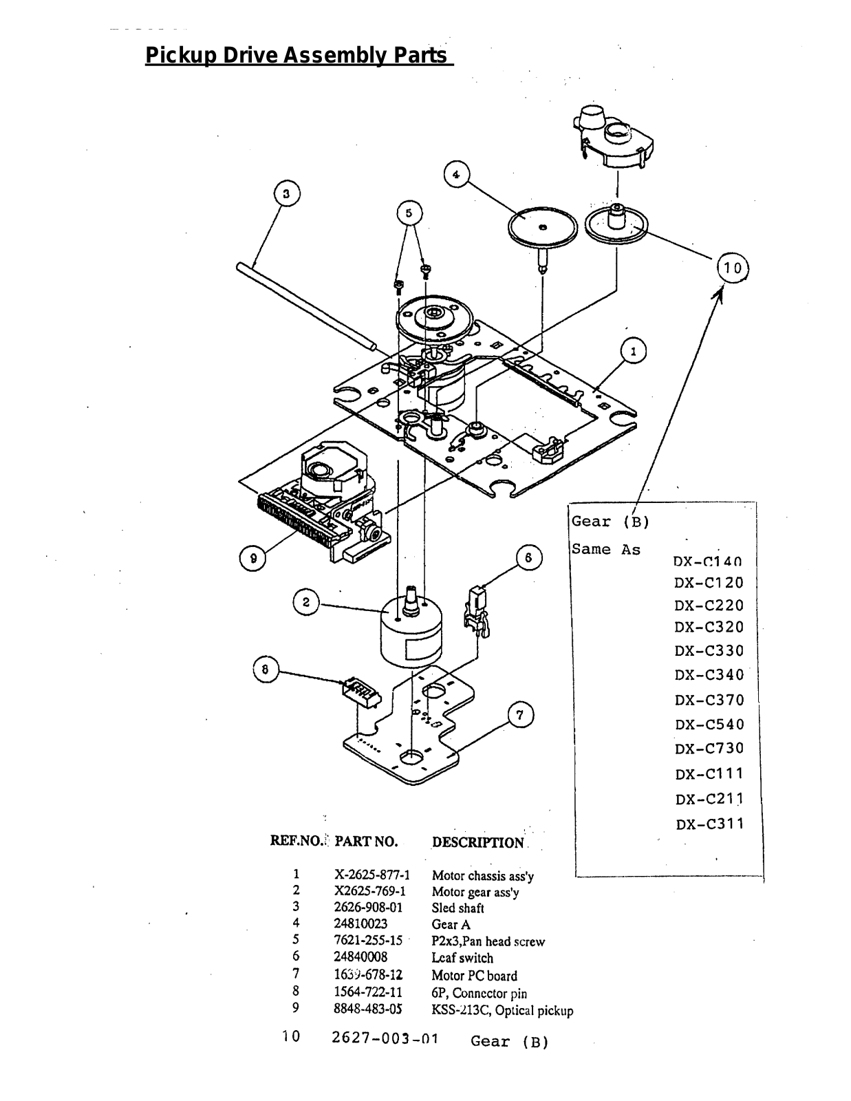 Onkyo DX C140, DX 120 Drive Assembly