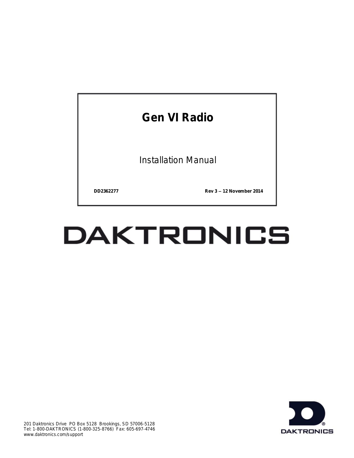 Daktronics Gen VI Radio User Manual