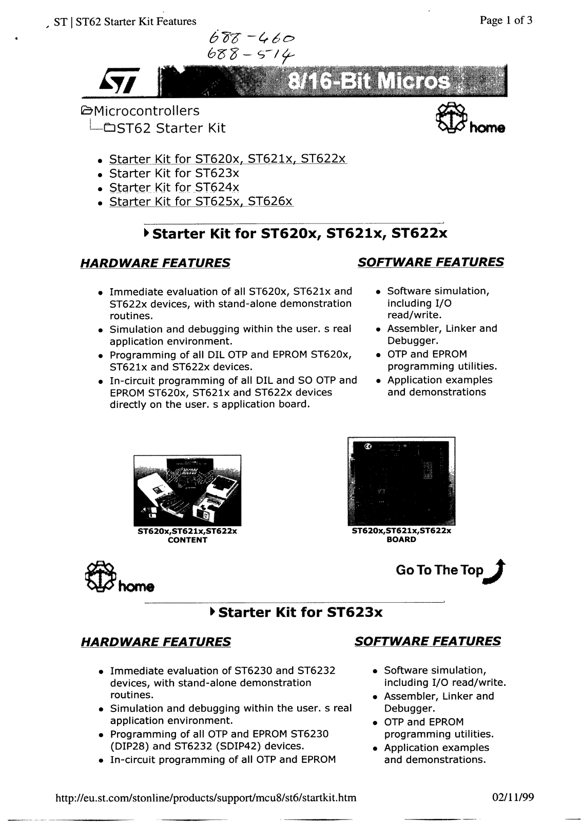 SGS Thomson Microelectronics ST6240-KIT-UK Datasheet