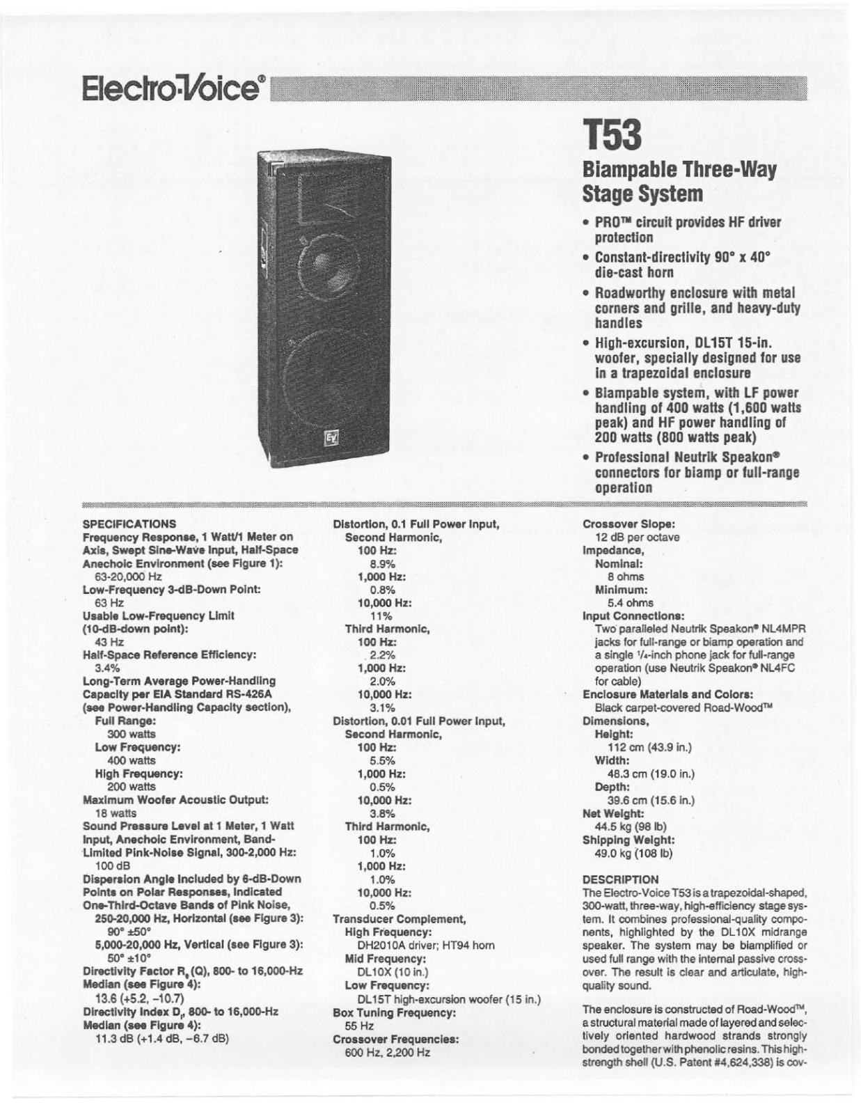 Electro-Voice T53 User Manual