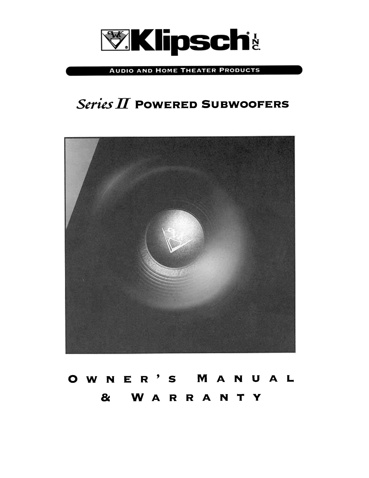 Klipsch SW-8 Owners manual