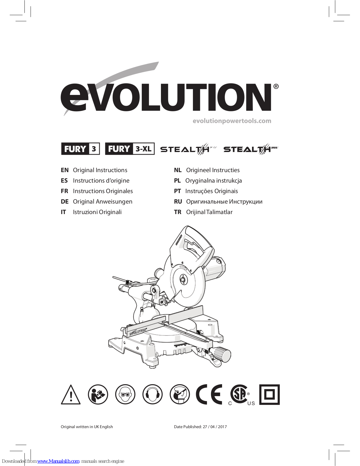 Evolution Fury 3, Fury 3-XL Original Instructions Manual