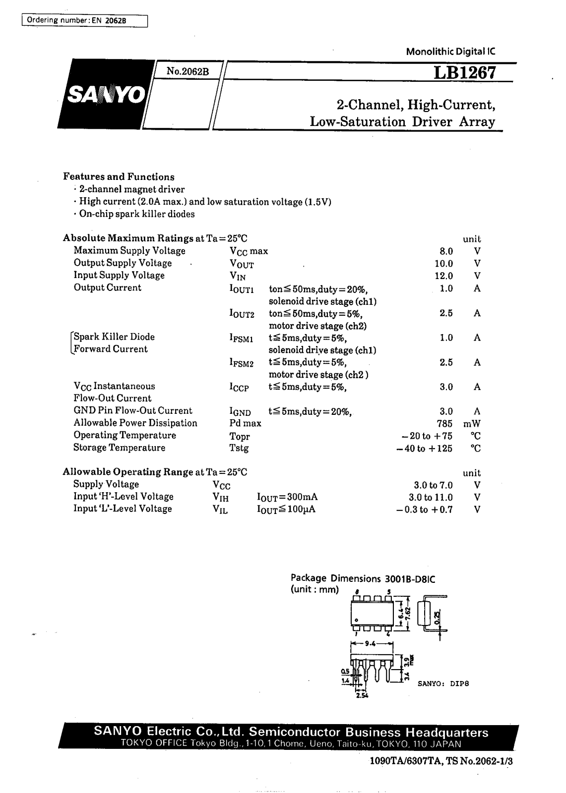 Datasheet LB1267 Datasheet (SANYO) - ManualMachine.com