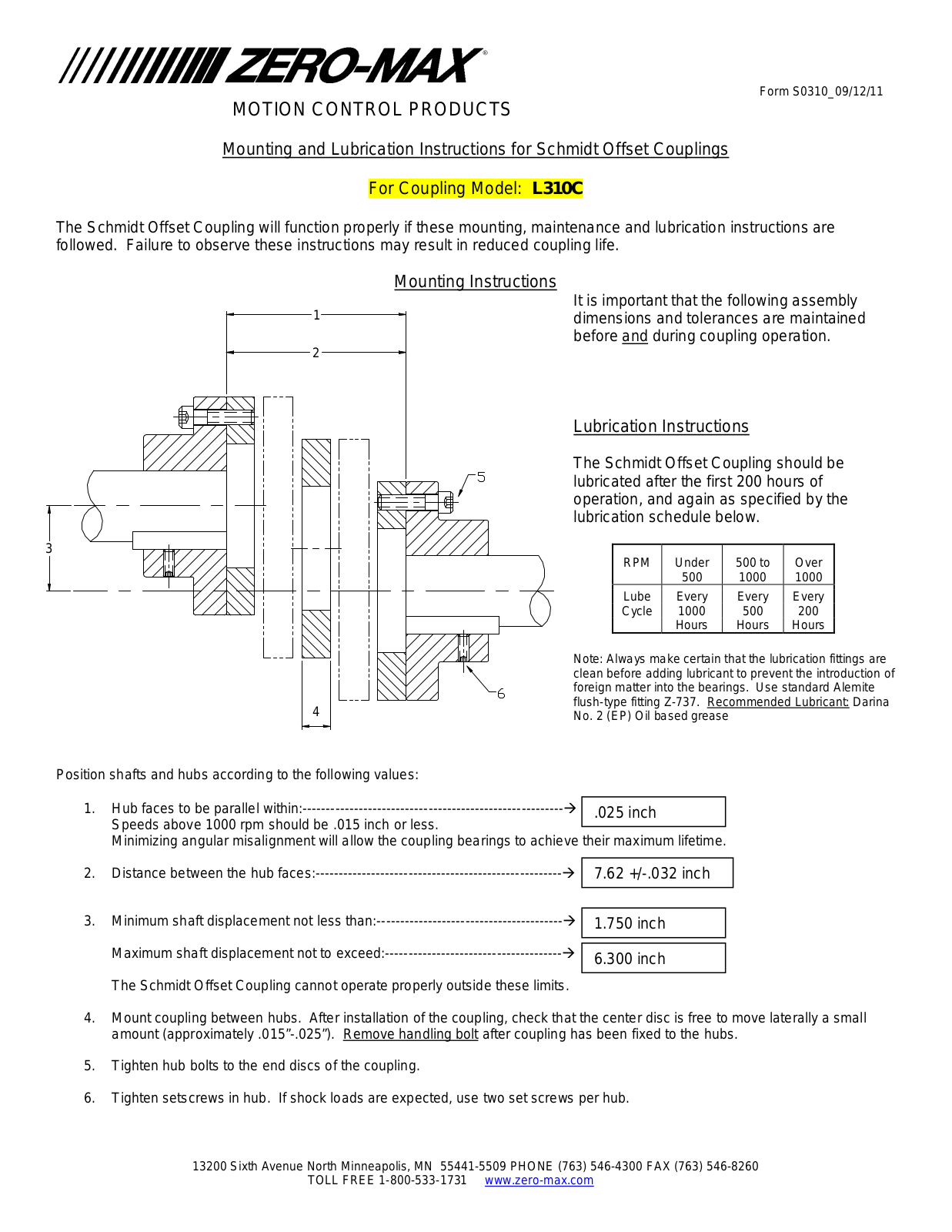 Zero-Max L310C User Manual