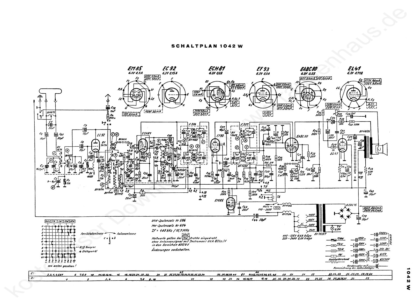 Grundig 1042-W Schematic