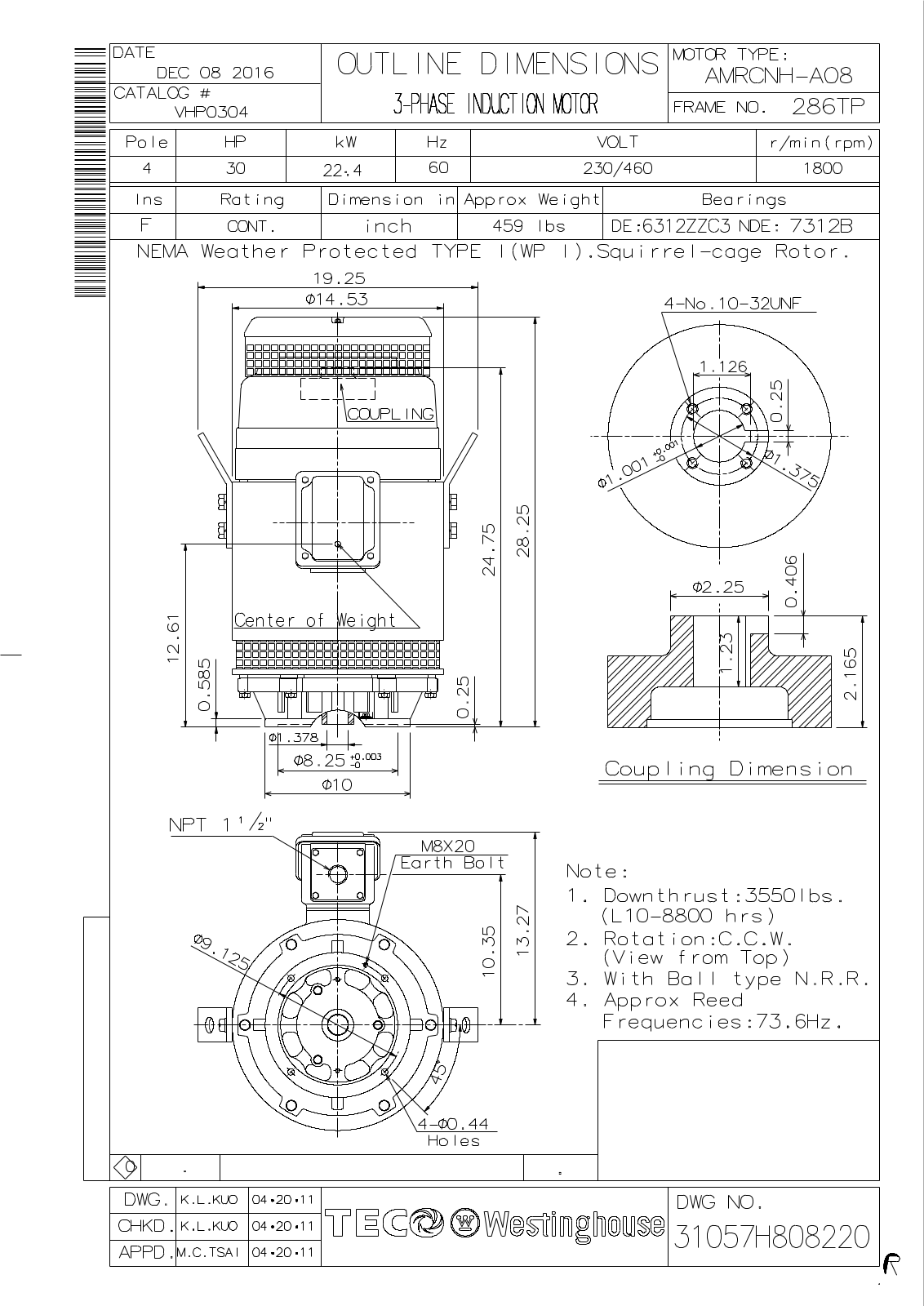 Teco VHP0304 Reference Drawing