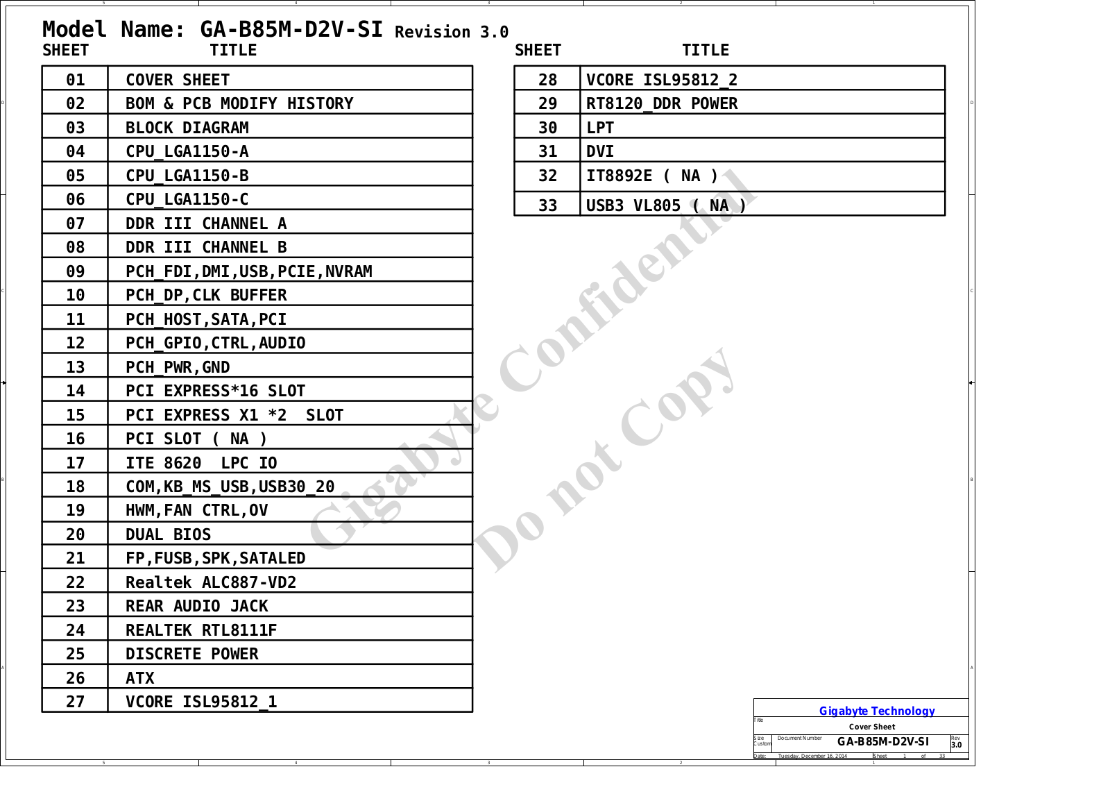 Gigabyte GA-B85M-D2V-SI Schematic rev.3.0