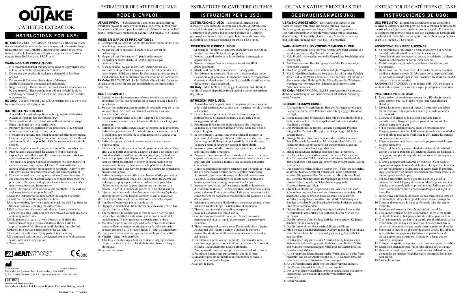 Merit Medical OuTake Catheter Extractor User Manual