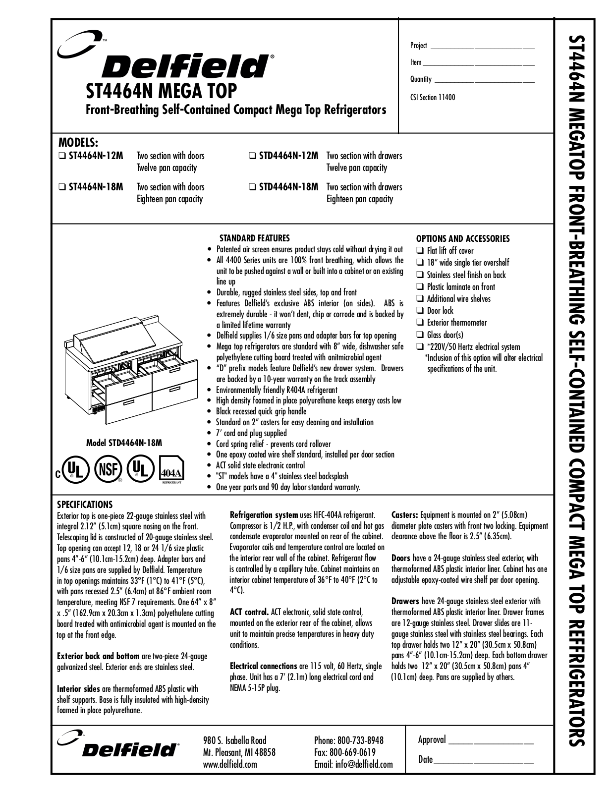 Delfield ST4464N-18M, STD4464N-18M, ST4464N-12M, STD4464N-12M User Manual