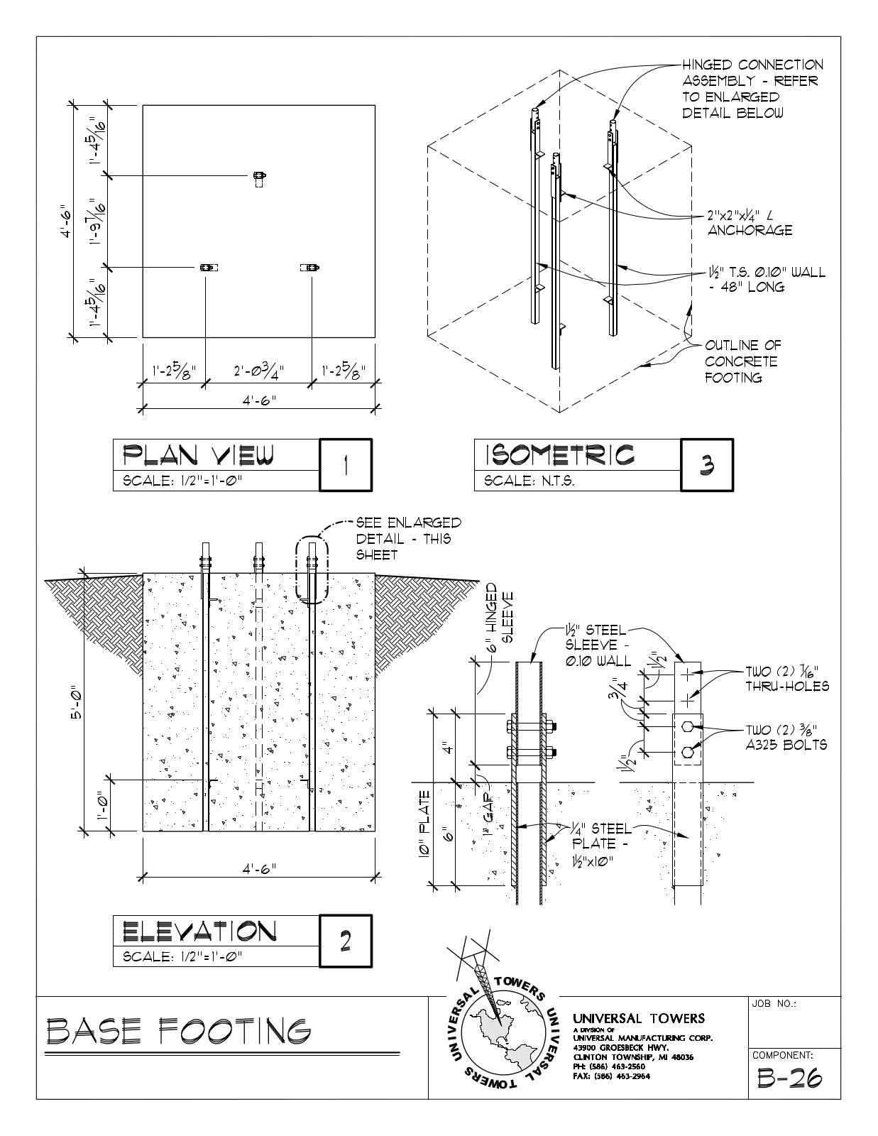 Universal Towers B-26 Technical Drawing - ManualMachine.com