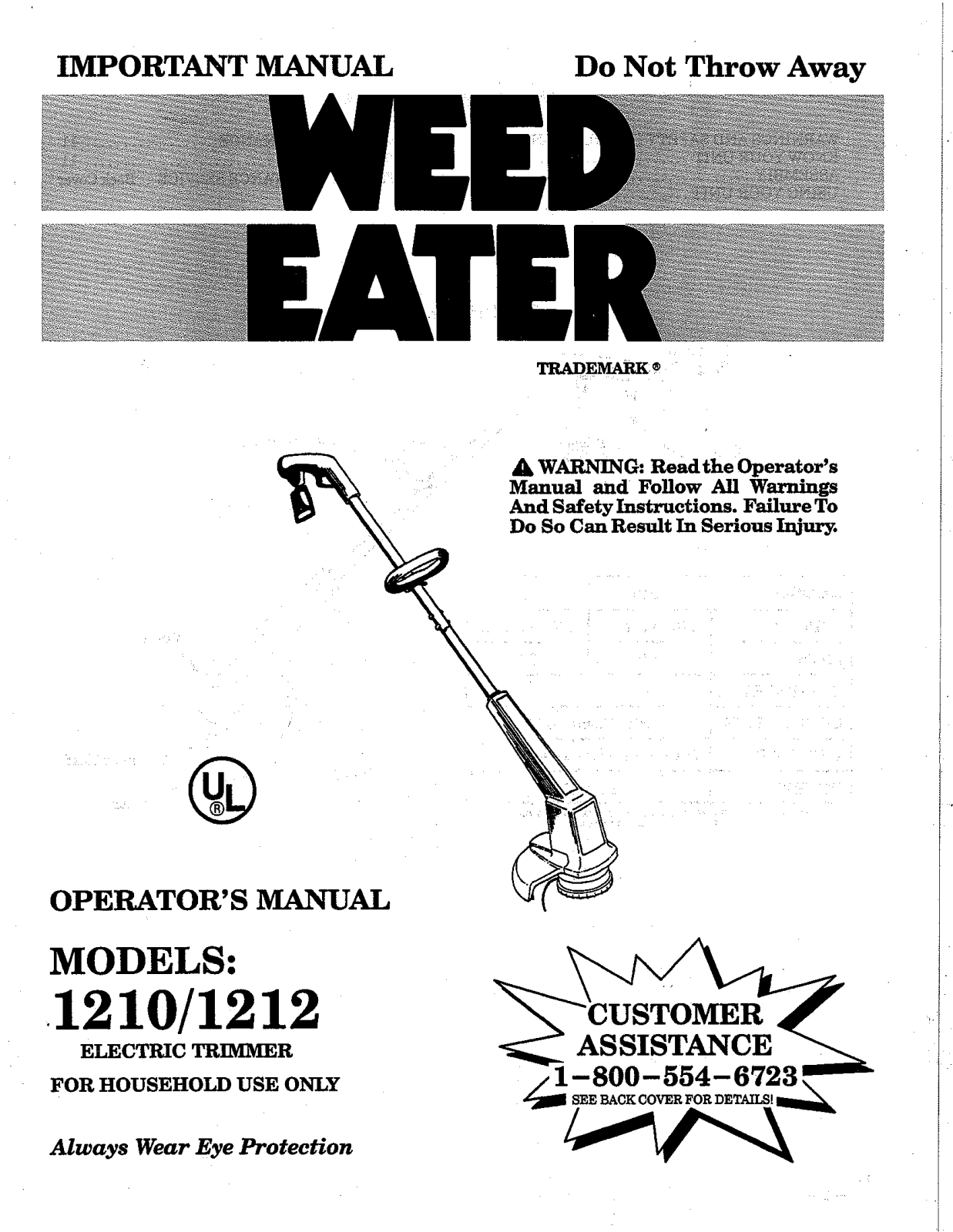 Weed Eater 1212 User Manual