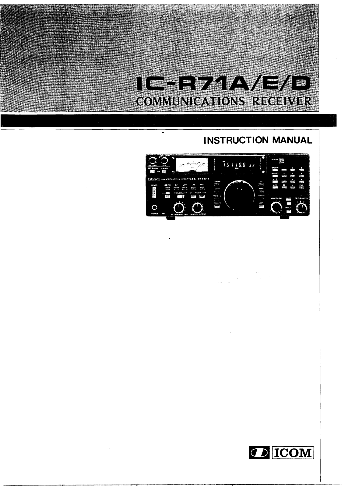 ICOM IC-R71E, IC-R71D User guide