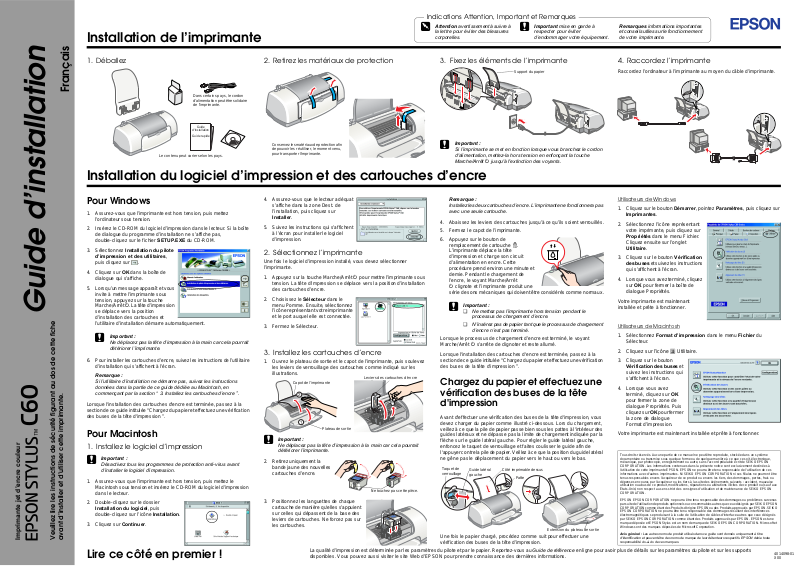 Epson Stylus C60 Quick Installation Guide 9756